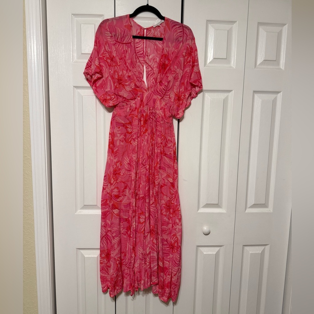 Elegant Pink Floral Maxi Dress